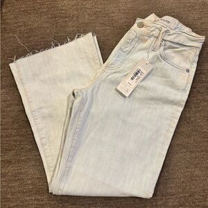 AG Adriano Goldschmied Women's Light Blue Straight Leg Crop Jeans